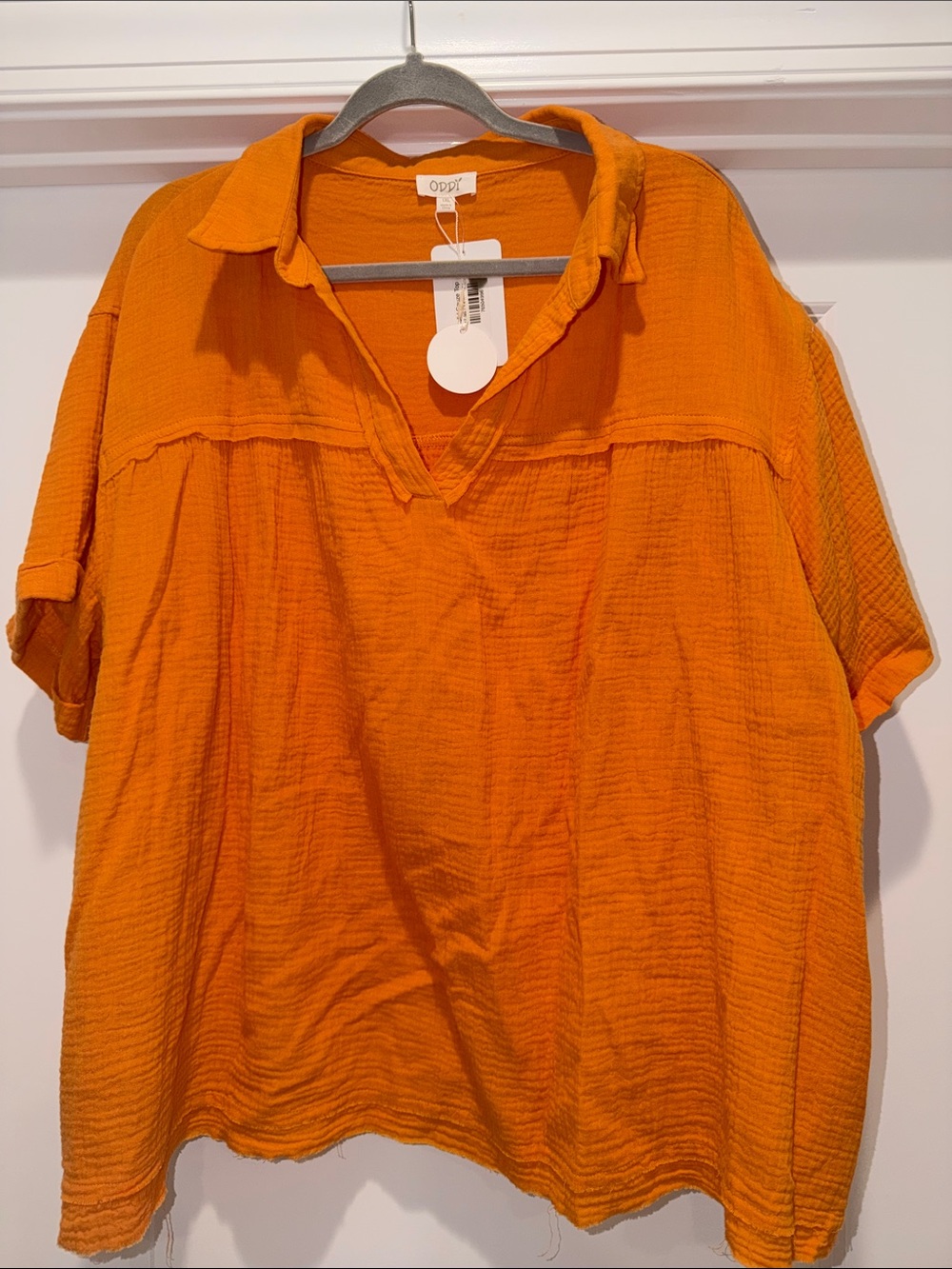 ODDY Oversized Gauze Polo Tunic - Orange